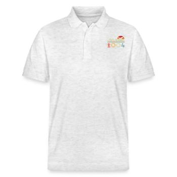 2004 Vintage Retro Geburtstagsgeschenk - Stanley/Stella Unisex Bio-Poloshirt PREPSTER - Weiß meliert - Vorne - Roxy (174cm) & Andy (188cm)
