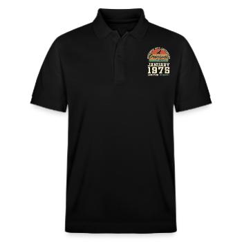 50 Ans Janvier 1975 Vintage Cadeau Anniversaire - Polo PREPSTER bio Stanley/Stella Unisexe - noir - Devant - Roxy (174cm) & Andy (188cm)
