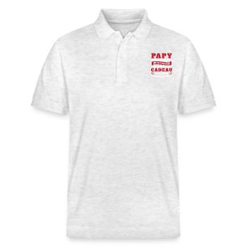 Grand Père Papy Anniversaire Humour Cadeau - Polo PREPSTER bio Stanley/Stella Unisexe - blanc chiné - Devant - Roxy (174cm) & Andy (188cm)