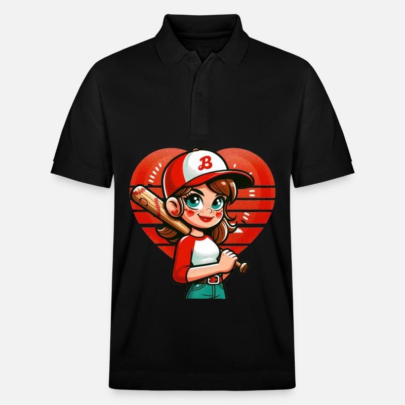Fröhlicher Baseball-Mädchen-Champion - Stanley/Stella Unisex Bio-Poloshirt PREPSTER - Schwarz