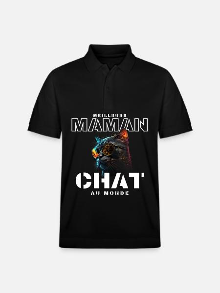 Meilleure Maman Chat Mondiale - Polo PREPSTER bio Stanley/Stella Unisexe - noir