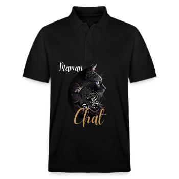 Chat Maman Ornemental Noir Doré - Polo PREPSTER bio Stanley/Stella Unisexe - noir - Devant - Roxy (174cm) & Andy (188cm)