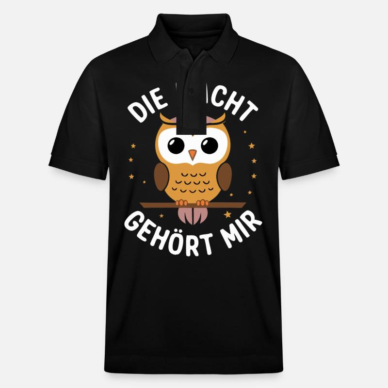 Nachteule Eule Eulen Vogel - Stanley/Stella Unisex Bio-Poloshirt PREPSTER - Schwarz