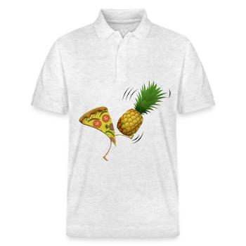 Pizza ohne Ananas - Stanley/Stella Unisex Bio-Poloshirt PREPSTER - Weiß meliert - Vorne - Roxy (174cm) & Andy (188cm)