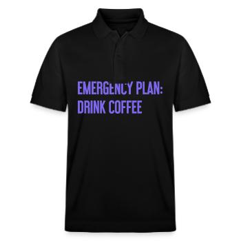 Kaffee-Notfallplan - Stanley/Stella Unisex Bio-Poloshirt PREPSTER - Schwarz - Vorne - Roxy (174cm) & Andy (188cm)