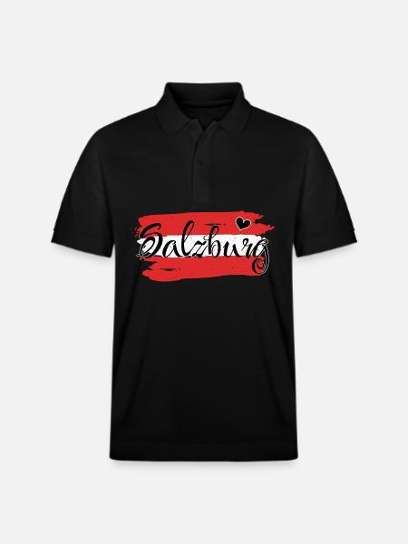 Flag Austria Salzburg - Stanley/Stella Unisex Organic Polo Shirt PREPSTER - black