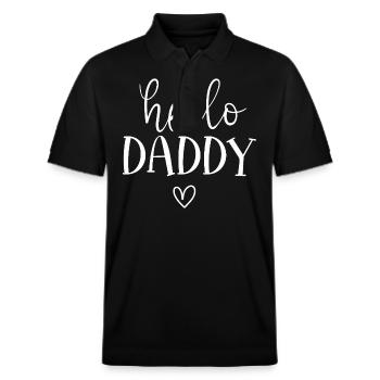 Bonjour papa Salutation réconfortante pour les nouveaux pères - Polo PREPSTER bio Stanley/Stella Unisexe - noir - Devant - Roxy (174cm) & Andy (188cm)