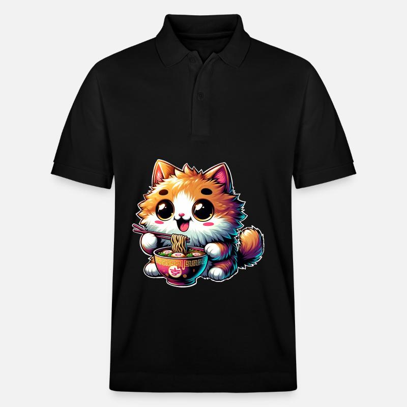 Chat Ramen Kawaii Anime - Polo PREPSTER bio Stanley/Stella Unisexe - noir