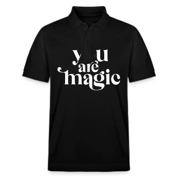 Du bist Magie - Stanley/Stella Unisex Bio-Poloshirt PREPSTER - Schwarz - Vorne - Roxy (174cm) & Andy (188cm)