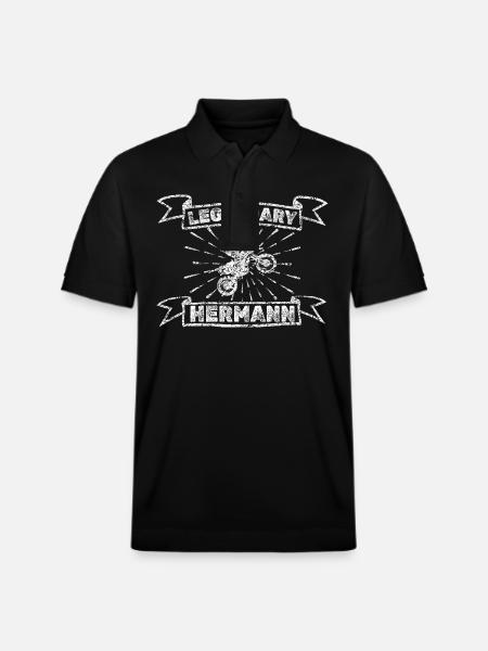 Hermann als Motorrad - Stanley/Stella Unisex Bio-Poloshirt PREPSTER - Schwarz