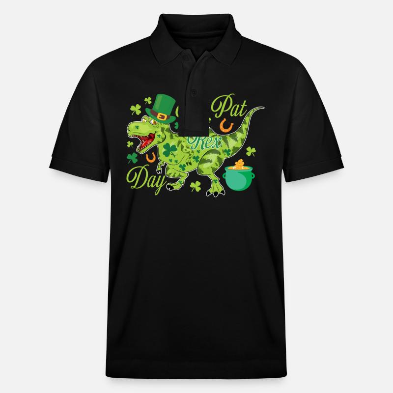 St. Patrick's Day T-Rex - Stanley/Stella Unisex Bio-Poloshirt PREPSTER - Schwarz