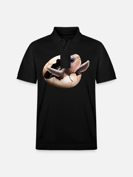 Turtle hatches from the egg - Stanley/Stella Unisex Organic Polo Shirt PREPSTER - black