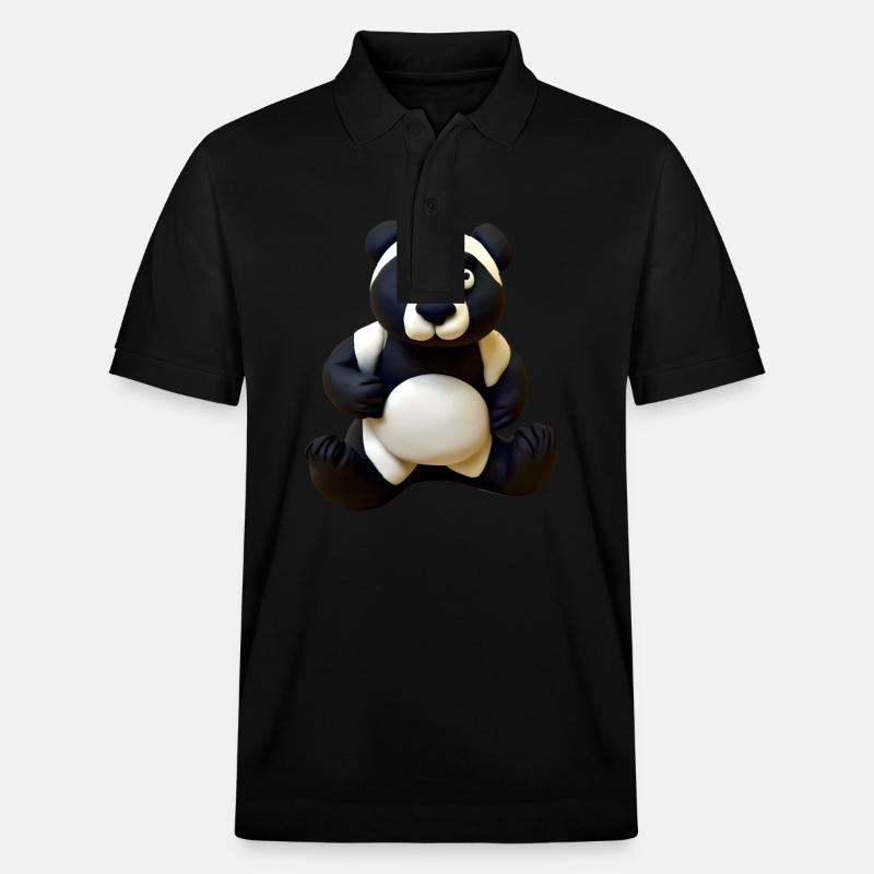 Panda aus Knete - Stanley/Stella Unisex Bio-Poloshirt PREPSTER - Schwarz