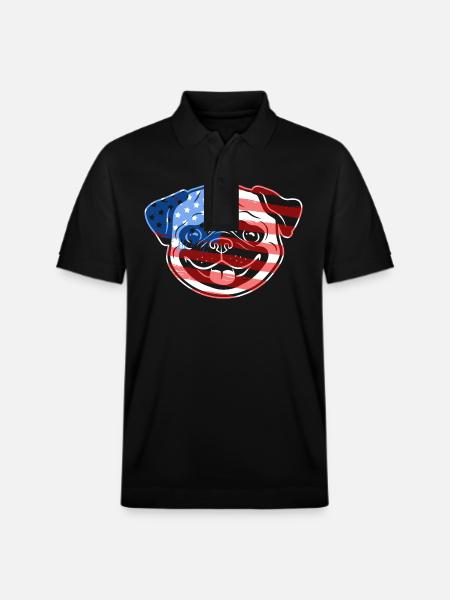 Pug Pug Flag - Stanley/Stella Unisex Organic Polo Shirt PREPSTER - black