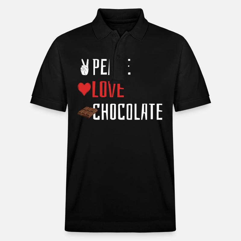 Peace Love Chocolat - Cœur - Polo PREPSTER bio Stanley/Stella Unisexe - noir