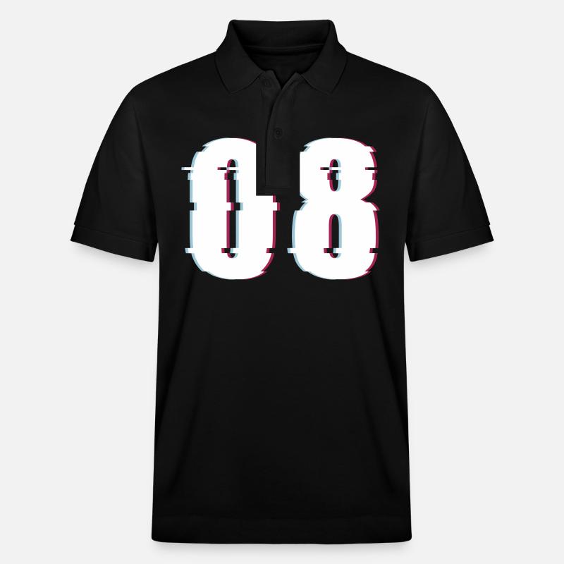 Eight 8 Number 08 Effect Distorted Number - Stanley/Stella Unisex Organic Polo Shirt PREPSTER - black