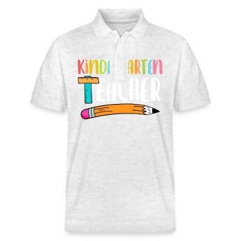 Back To School Kindergarten Teacher - Stanley/Stella Unisex Bio-Poloshirt PREPSTER - Weiß meliert - Vorne - Roxy (174cm) & Andy (188cm)