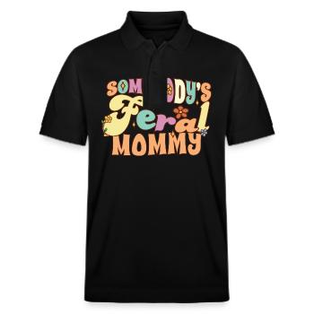Somebody’s Feral Mommy Funny Family Pun Groovy - Polo PREPSTER bio Stanley/Stella Unisexe - noir - Devant - Roxy (174cm) & Andy (188cm)
