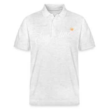 Emmeline Nom personnalisé pour Femmes, Enfants, Bambins - - Polo PREPSTER bio Stanley/Stella Unisexe - blanc chiné - Devant - Roxy (174cm) & Andy (188cm)