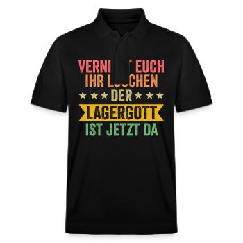 Lagergott Gabelstapler Staplerfahrer Logistiker La - Stanley/Stella Unisex Bio-Poloshirt PREPSTER - Schwarz - Vorne - Roxy (174cm) & Andy (188cm)