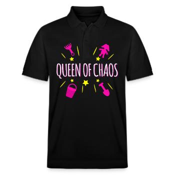 Queen of Chaos - Stanley/Stella Unisex Bio-Poloshirt PREPSTER - Schwarz - Vorne - Roxy (174cm) & Andy (188cm)