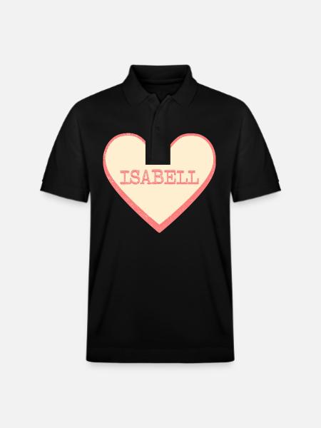 Isabell Achternaam Voornaam roze suikerhart - Stanley/Stella uniseks bio poloshirt PREPSTER - zwart