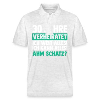 Ehe Perlenhochzeit 30 Jahre Verheiratet Hochzeitst - Stanley/Stella Unisex Bio-Poloshirt PREPSTER - Weiß meliert - Vorne - Roxy (174cm) & Andy (188cm)