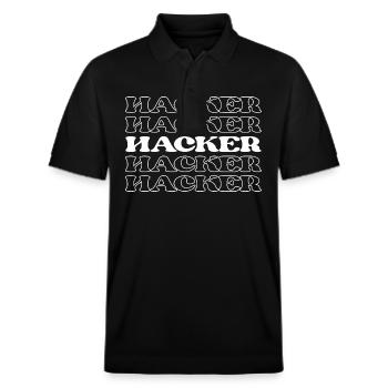 Pirate informatique Cybercriminel Faille de sécurité Cyber - Polo PREPSTER bio Stanley/Stella Unisexe - noir - Devant - Roxy (174cm) & Andy (188cm)