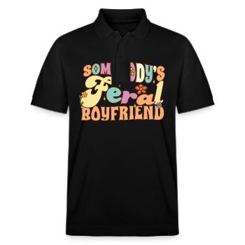 Somebody's Feral Boyfriend Funny Groovy Flowers - Stanley/Stella Unisex Bio-Poloshirt PREPSTER - Schwarz - Vorne - Roxy (174cm) & Andy (188cm)