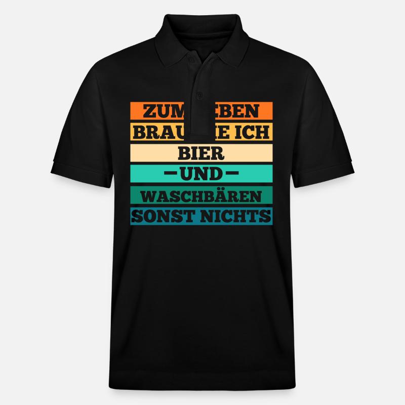 Bier Waschbär - Stanley/Stella Unisex Bio-Poloshirt PREPSTER - Schwarz