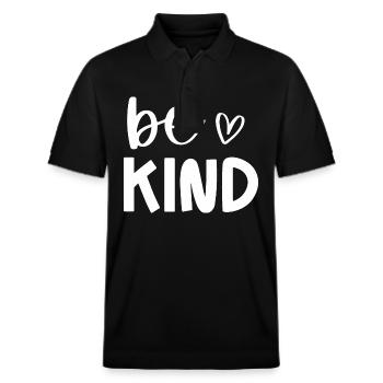 Sei freundlich - Stanley/Stella Unisex Bio-Poloshirt PREPSTER - Schwarz - Vorne - Roxy (174cm) & Andy (188cm)