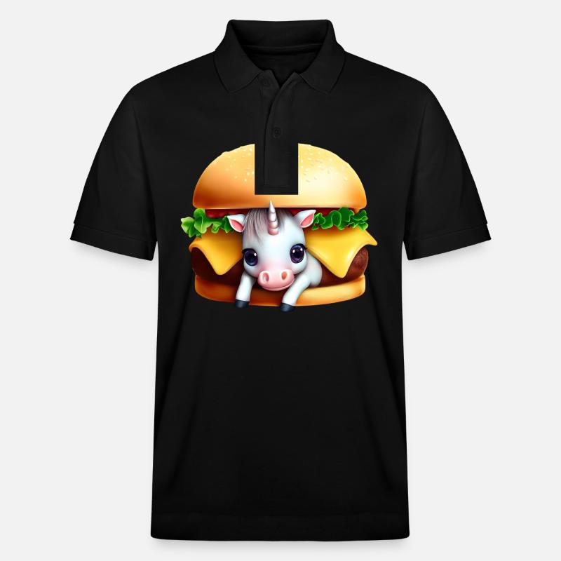 Einhorn Cheeseburger - Stanley/Stella Unisex Bio-Poloshirt PREPSTER - Schwarz