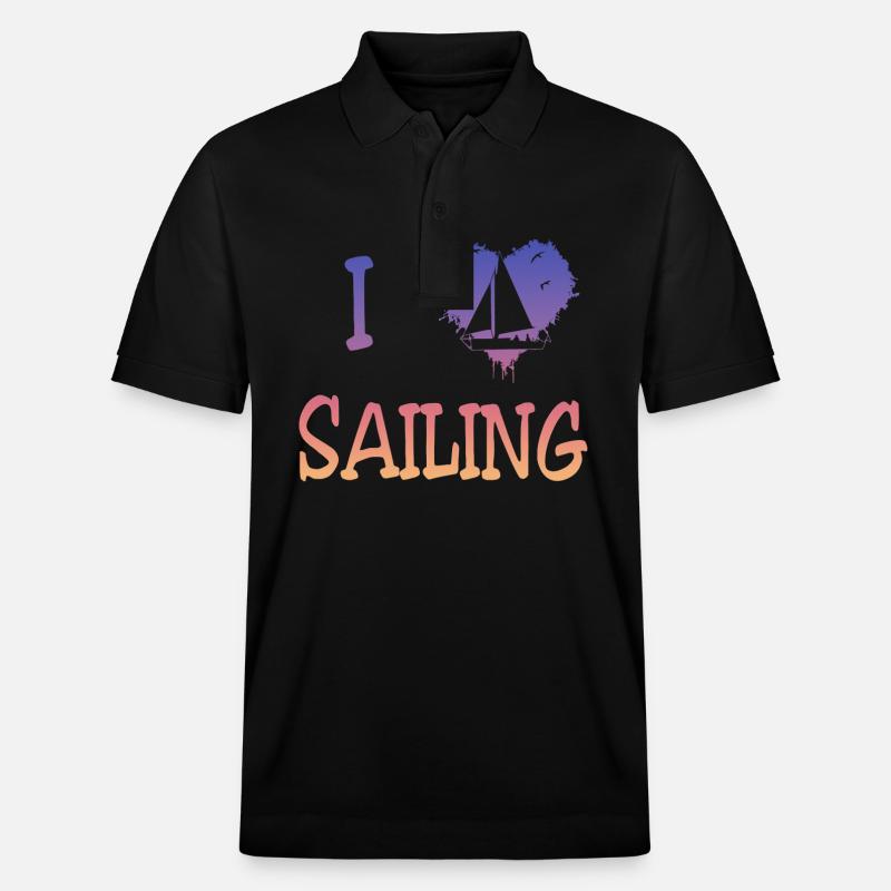 I love Sailing - Stanley/Stella Unisex Bio-Poloshirt PREPSTER - Schwarz