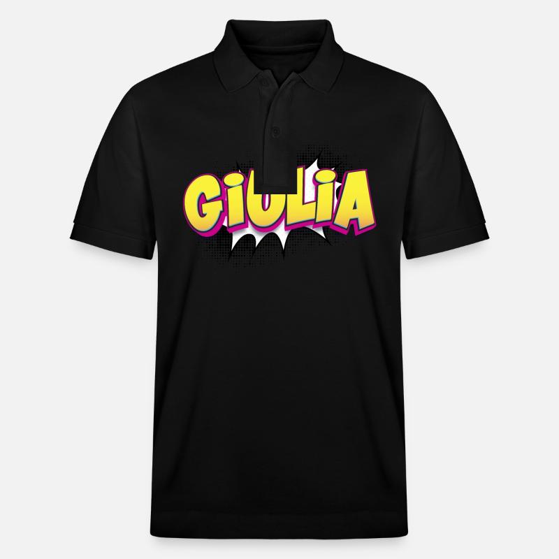 Giulia Benutzerdefinierter Name Comic-Stil Pop-Art, - Stanley/Stella Unisex Bio-Poloshirt PREPSTER - Schwarz