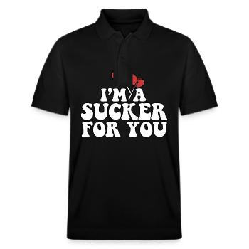 Je suis un suceur pour toi couple de la Saint-Valentin - Polo PREPSTER bio Stanley/Stella Unisexe - noir - Devant - Roxy (174cm) & Andy (188cm)