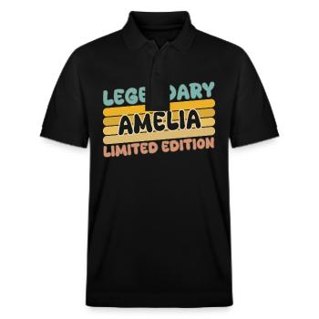 Name Amelia - Stanley/Stella Unisex Bio-Poloshirt PREPSTER - Schwarz - Vorne - Roxy (174cm) & Andy (188cm)