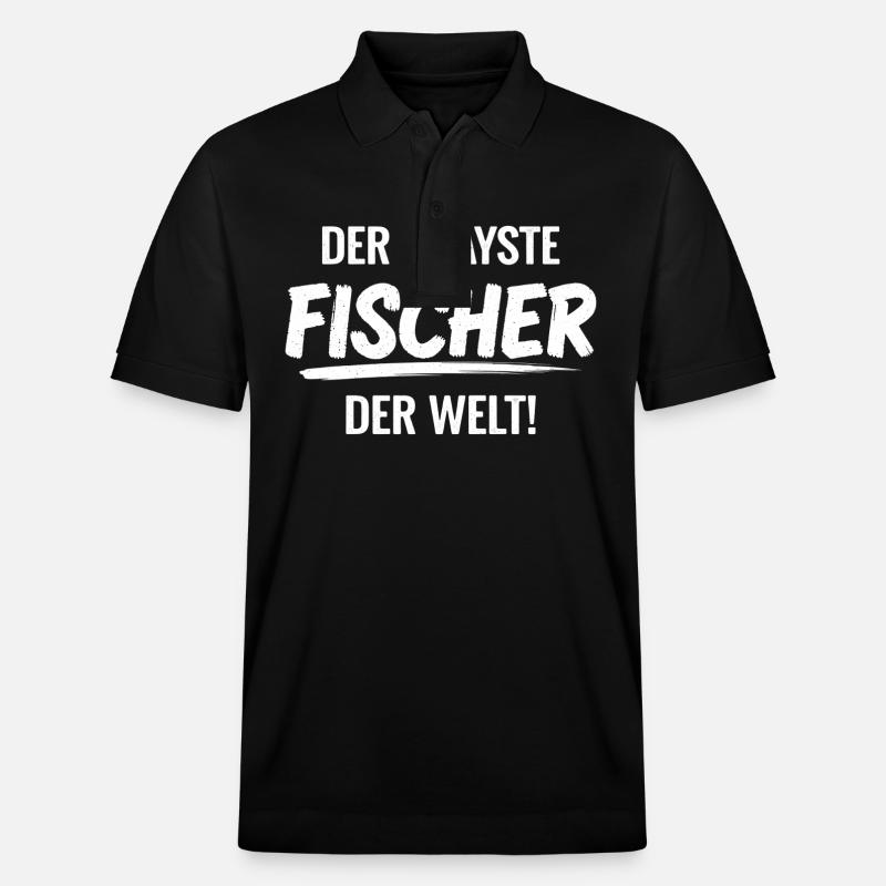 Fischer Angler Spruch Geschenkidee - Polo PREPSTER bio Stanley/Stella Unisexe - noir