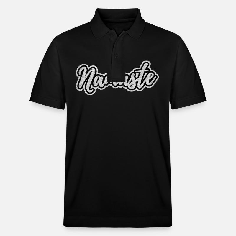 Namaste White (Distressed) - Stanley/Stella Unisex Bio-Poloshirt PREPSTER - Schwarz
