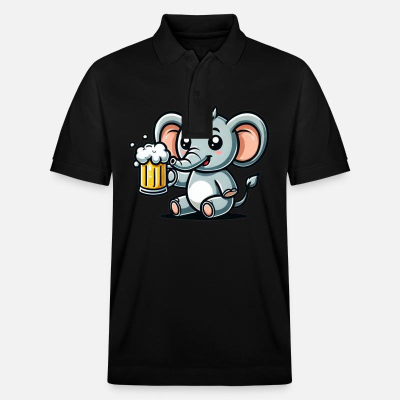 Cute Elephant Drinking Beer - Stanley/Stella Unisex Bio-Poloshirt PREPSTER - Schwarz