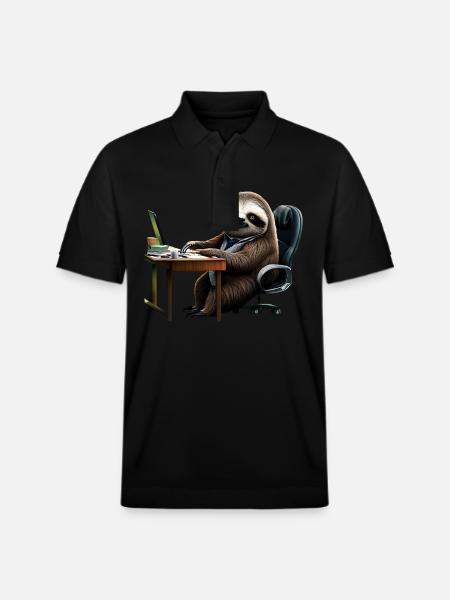 Office Sloth - Stanley/Stella Unisex Organic Polo Shirt PREPSTER - black