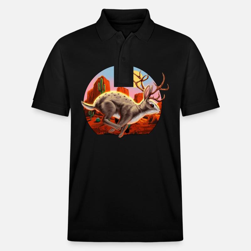 Jackalope Lapin cryptide - Polo PREPSTER bio Stanley/Stella Unisexe - noir