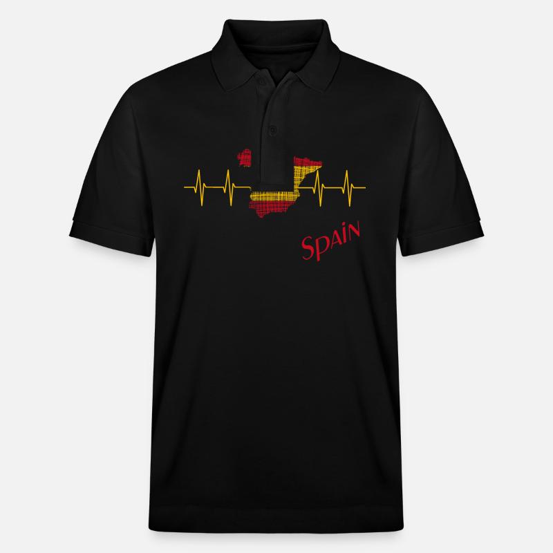 Spain, Spanien, Spanien Herzschlag - Stanley/Stella Unisex Bio-Poloshirt PREPSTER - Schwarz