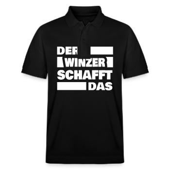 Winzer als Arbeit - Stanley/Stella Unisex Bio-Poloshirt PREPSTER - Schwarz - Vorne - Roxy (174cm) & Andy (188cm)