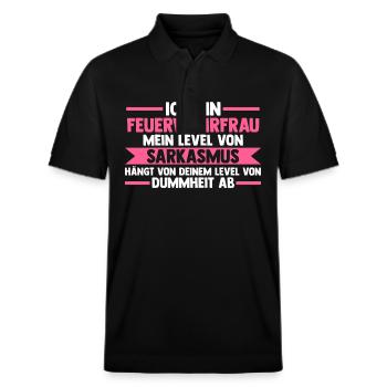 Feuerwehr Feuerwehrfrau - Stanley/Stella Unisex Bio-Poloshirt PREPSTER - Schwarz - Vorne - Roxy (174cm) & Andy (188cm)
