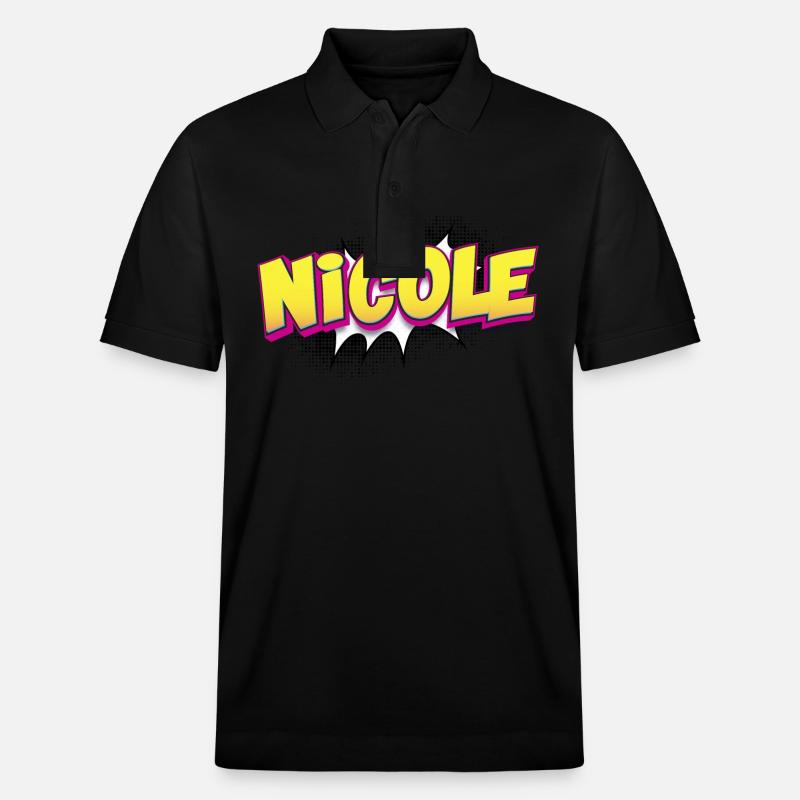Nicole Benutzerdefinierter Name Comic-Buch-Stil Pop-Art, - Stanley/Stella Unisex Bio-Poloshirt PREPSTER - Schwarz