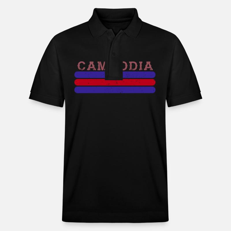 Cambodge Drapeau Asie Tradition Vacances - Polo PREPSTER bio Stanley/Stella Unisexe - noir