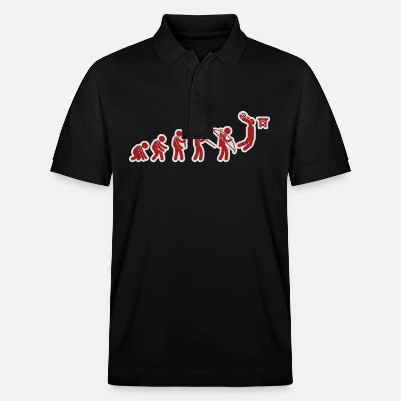 Evolution Basketball Red White Grunge - Stanley/Stella Unisex Bio-Poloshirt PREPSTER - Schwarz
