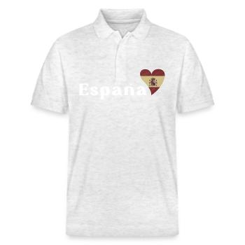 Spanien Europa Souvenir Spanisch Flagge - Stanley/Stella Unisex Bio-Poloshirt PREPSTER - Weiß meliert - Vorne - Roxy (174cm) & Andy (188cm)