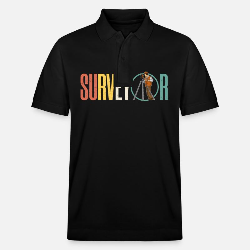 Géodésie de la profession d’arpenteur-géomètre - Polo PREPSTER bio Stanley/Stella Unisexe - noir