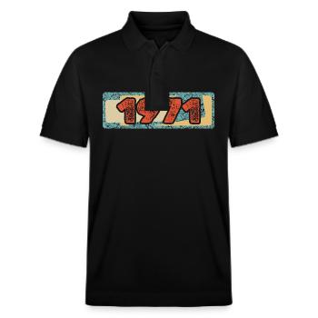 Year 1971 - Stanley/Stella Unisex Organic Polo Shirt PREPSTER - black - Front - Roxy (174cm) & Andy (188cm)